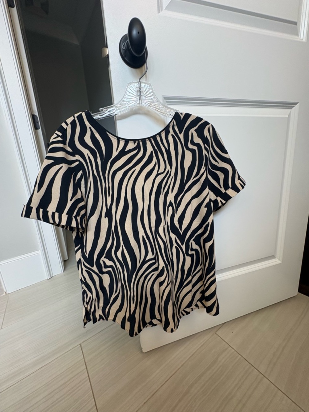 Women’s Naked Zebra Black & Cream Zebra Print Short Sleeve Top